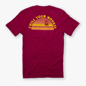 Rear view of the Chill Your Monkee Sunset Graphic Tee