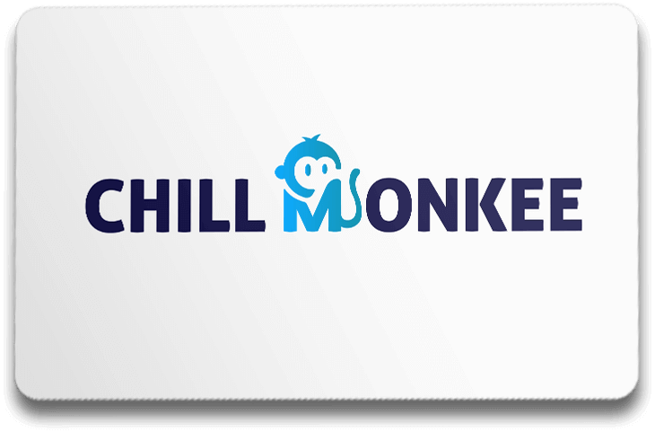 Solid white gift card with the Chill Monkee logo